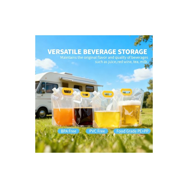 Drinking Bag Set, Transparent, Plastic, Untreated, Leak-proof & Reusable, Ideal