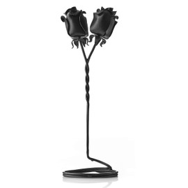 NOVECRAFTO IK Style Set of 2 Forged Iron Roses Free Standing Intertwined Together Forever - Beautiful 6 for Her - Bouquet of Twist