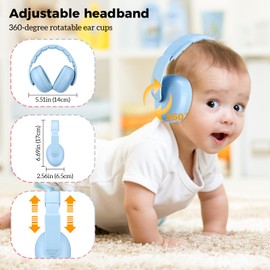 Procase ProCase Baby Ear Muffs Noise Cancelling, NRR 26 dB Baby Noise Cancelling Headphones for Sleep Airplane, Baby Earmuffs Ear Protection for 3 Months to 2 Years Infant Toddler, Travel Essentials -Blue