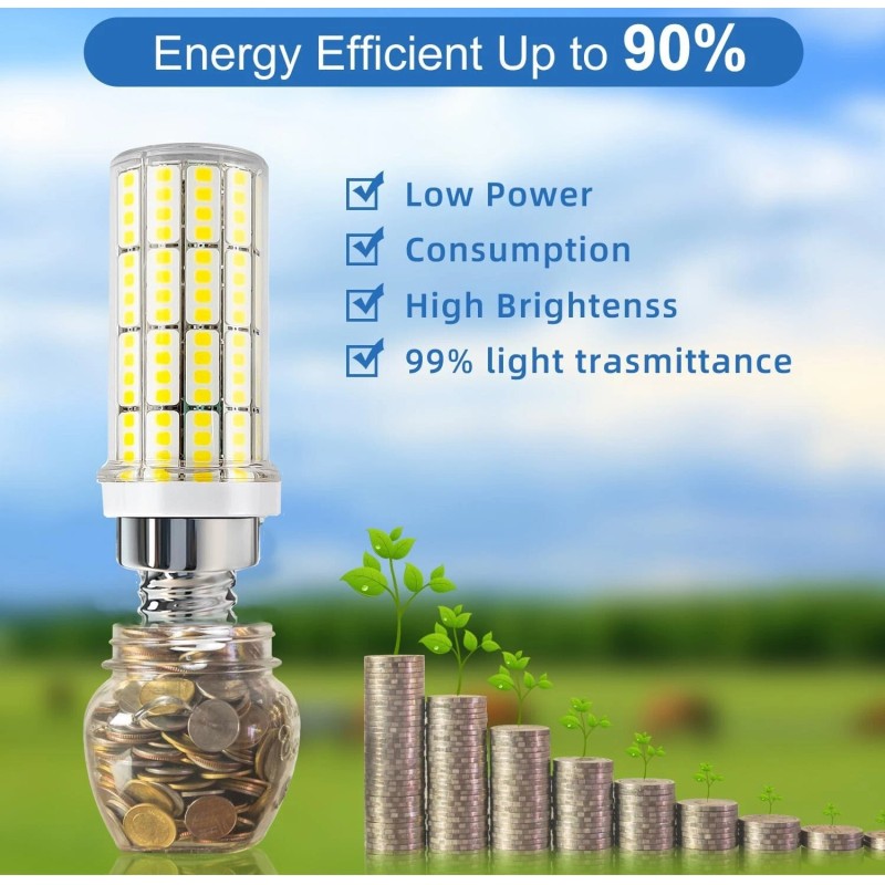 NS 4 Pack E12 20W LED Corn Light Bulb 5000K