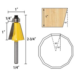 Eyech 3pc Chamfer Router Bits Set, 1/4 Inch Shank Chamfer & Bevel Edge Forming Router Bit |15 22.5 30 Degree