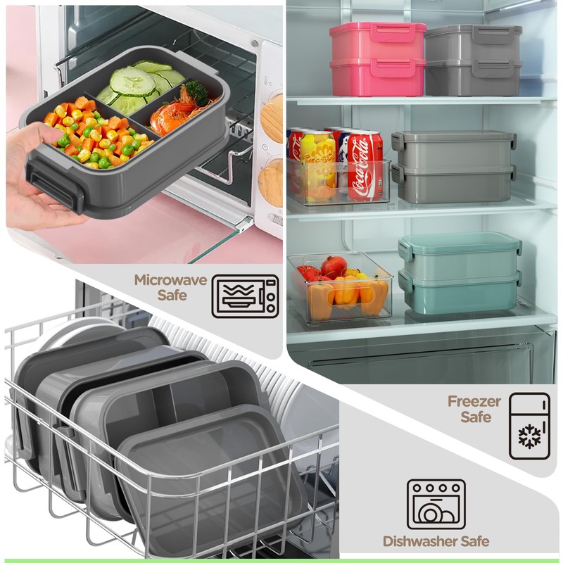 WayEee Lunch Box Adults,2190ml Large Capacity Bento Lunch Box with