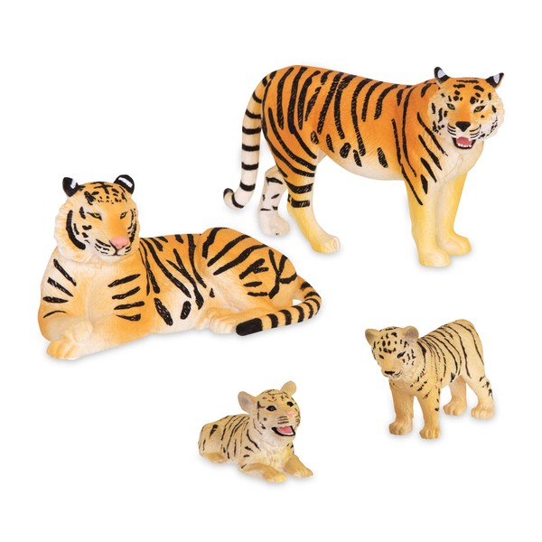 Terra by Battat – Tiger Family - Toy Tiger Safari Animals for Kids 3-Years-Old & Up (4Pc)