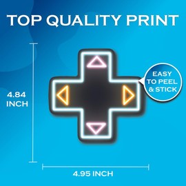 Neon Game Pad Controller Up Down Left Right Stickers - Premium Quality Vinyl Bumper Stickers 2-Pack | 5-Inch on Widest Side | Made in USA - FHJ531