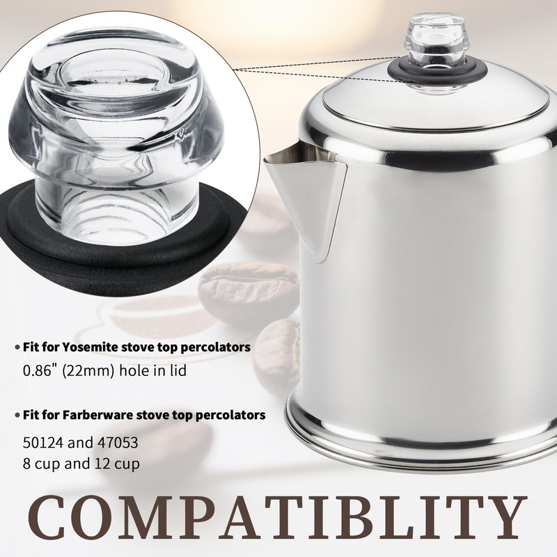 Coffee Percolator Plastic Knob Top and Washer Rings Compatible with