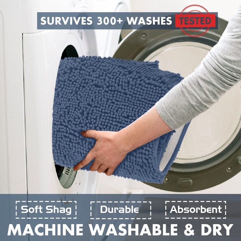 LuxUrux Bath Mat, Extra-Soft Plush Non-Slip Bathroom Rug, Luxury Chenille