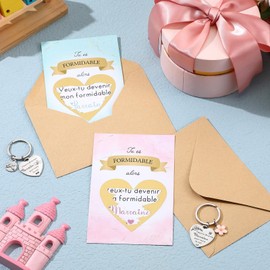 Jadive Godmother Gift Set 2 Godfather Key Rings 2 Scratch Cards Godmother Request 2 Scratch Stickers 2 Envelopes Announcement Christening Gift Christmas Birth