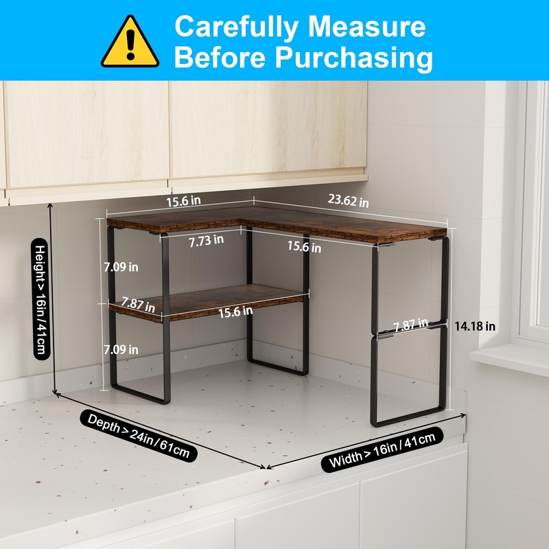 Golener Countertop Organizer Corner Shelf, 2 Tier Adjustable Stackable Corner