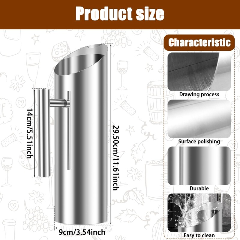 Smooth Silver Stainless Steel Water Pitcher with Ice Guard, Polished