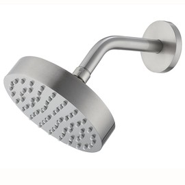 RANDOM Brushed Nickel Shower Head 6 Inch Round Rain Shower Head With Shower Arm with 360 Adjustable Swivel Ball Joint & Filter Solid Stainless Steel High Pressure Rain Shower Head Luxury Modern Look