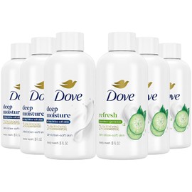 Dove Pack Variado De 6 Geles De Ducha Tamaño Viaje – Refrescante Pepino Y Té Verde + Hidratación Profunda, 24 Horas De Hidratación Renovadora Para Una Piel Suave, 85 Ml C/U