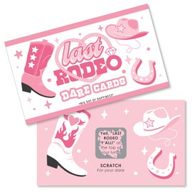 Big Dot of Happiness Last Rodeo – Pink Cowgirl Bachelorette Party Game Scratch Off Dare Cards – 22 unidades