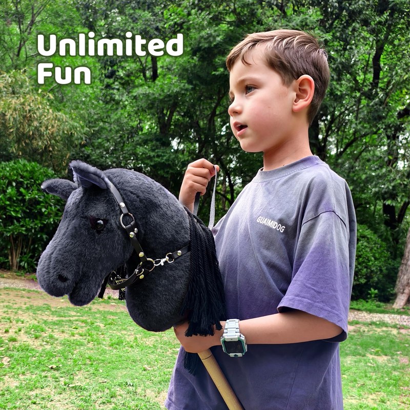 BEJOY Steckenpferd Spielzeug Pferd, Hobby Horse Rein Holzpferd Plüschpferd zum