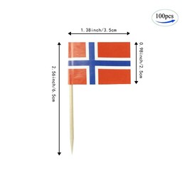 Norway Flag Norwegian Small Toothpick Flag Decor Mini Cupcake Toppers Cocktail Food Flags Decorations (100 pcs)