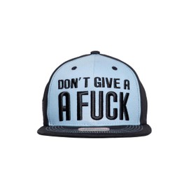 King Kerosin Men's Snapback Cap • Flat Brim • 3D Embroidery Print • Baseball Cap for Men • Baseball Cap with Straight Peak • Retro • Peaked Cap Black/Blue • Don't Give A , blue