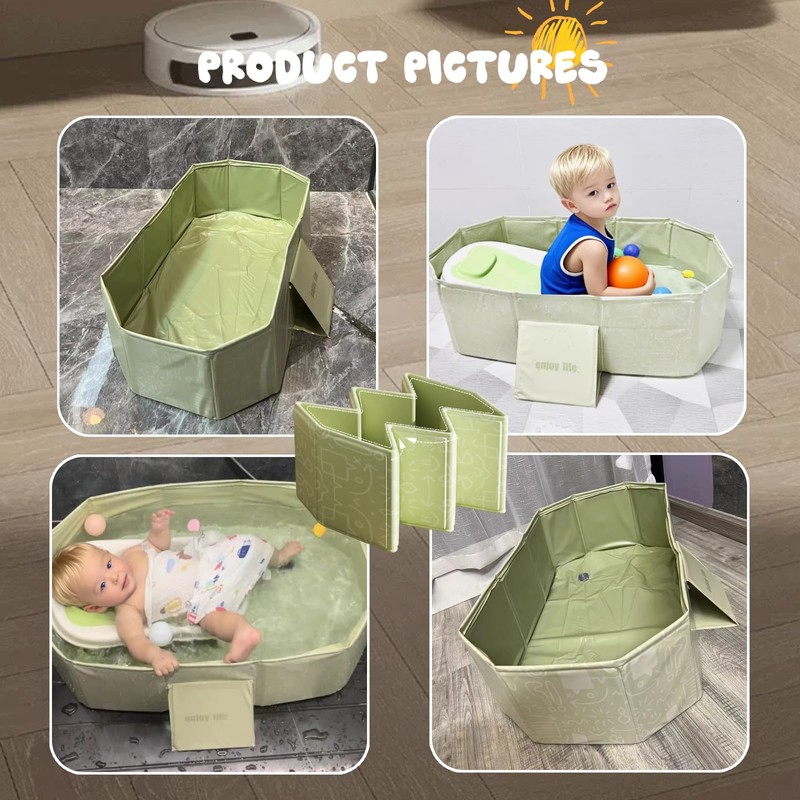 Collapsible Bathing Basin 29.5×17.7×9.8 in, Foldable Portable Tub with Drain