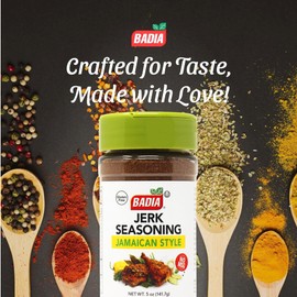 Badia Jerk Seasoning Jamaican Style, 5 oz - Bold Spicy Caribbean Blend, Dry Rub for Grilling Chicken, Pork, Seafood - Gluten Free, No MSG