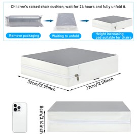 Children's Seat Booster Seat Chair, Toddler Booster Seat for Dining Room Chair, Chair Raiser Children's Booster Seat with 2 Safety Buckle Straps, Portable Booster Seat Cushion for Home