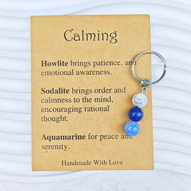 Stress Relief Gifts Keychain for Women Men Calming Gift Key Chain for Son Grandma Anxiety Relief Gift Natural Crystal Keychains Relaxing Gifts Stress Relief Keyring