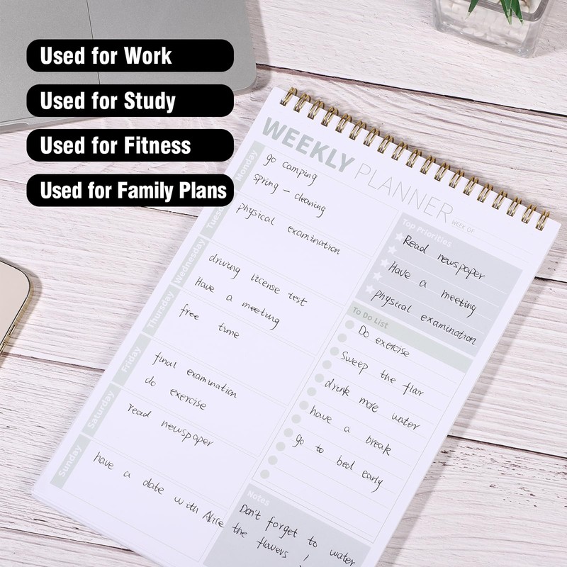 Thboxes Undated Weekly Planner Pad, 52 Sheets To Do List