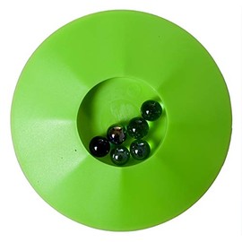 Engelhart - Knikkerpot - Colour Marble Plate Game - Round Shape 17 cm - Includes 6 Marbles (Green)