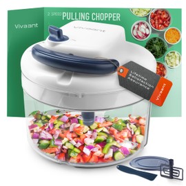 Vivaant Manual Food Processor - 5 Cup (1.2L) Capacity Hand Pull String Garlic Chopper, Manual Food Chopper with Pull Functionality, Pull Chopper and Vegetable Cutter for Effortless Cooking