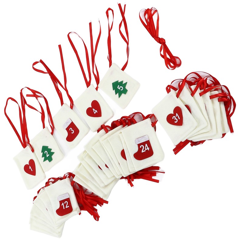 Christmas Advent Calendar Bags 31 Days Hanging Countdown Felt Gift