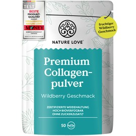 NATURE LOVE® Premium Collagenpulver 500g – Wildberry Geschmack – Kollagen von Rindern aus Weidehaltung – hoch bioverfügbar, ohne Zuckerzusatz & Süßungsmittel – laborgeprüft, in Deutschland produziert
