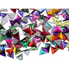 Allstarco 13mm Flat Back Triangle Acrylic Rhinestones Plastic Gems Plastic Costume Jewels Embelishments - 50 Pieces (Pink Fuchsia .MAR09)