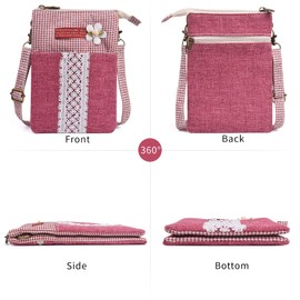 LassZone Small Crossbody Bag for Women Canvas Cell Phone Purse Wallet Ladies houlder Handbags Coin Pouch Bags with Adjustable Shoulder Strap