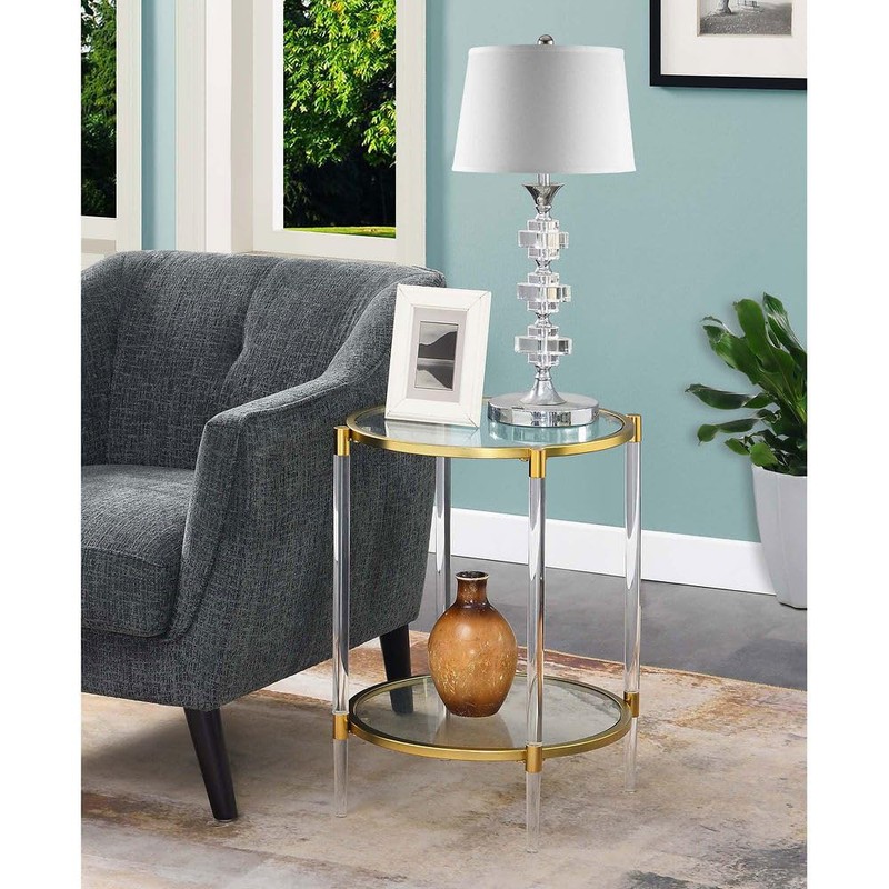 Convenience Concepts Royal Crest 2 Tier Acrylic Glass End Table,