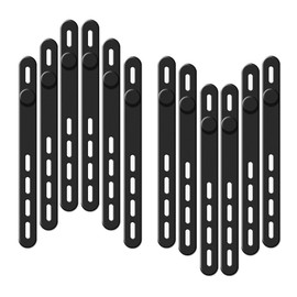 [Set of 12, 4 Hole Adjustment, Easy Installation] Cable Clip, Cord Clip, Cable Band, Cable Clip, Magnet (Black, Set of 12)