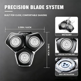 SH50 Replacement Shaver Heads,Round Housing Series 5000 Replacement Heads Set Compatible with SH71/70 S5 S7 Phili S5000 Shavers Replacement Blades(Black)