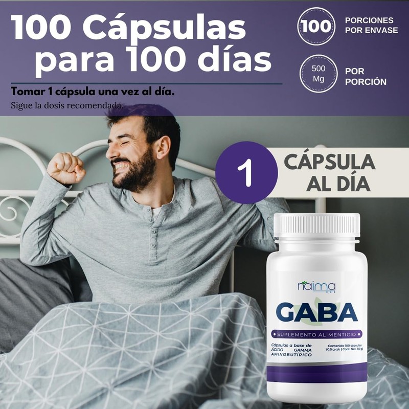 Gaba 500mg - 100 Capsulas. Ácido Gamma Aminobutírico - Pure