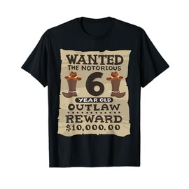 6 Year Old Cowboy 6th Birthday Party Wild West Western Kids T-Shirt