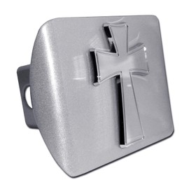 Elektroplate Tapered Cross All Metal Brushed Chrome Hitch Cover for Trucks and SUVs | Fits Standard 2" Trailer Hitch Receivers | Premium Weatherproof