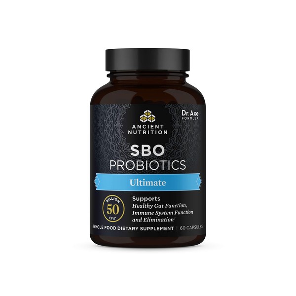 Probiotics by Ancient Nutrition, SBO Probiotics Ultimate 50 Billion CFUs*/Serving, Digestive and Immune Support, Gluten Free, Ancient Superfoods Blend, 60 Capsules