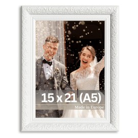 VictoR Rubens Vintage Picture Frame 15 x 21 cm (A5) White Frame 30 x 20 mm Real Glass Baroque Antique Picture Frame 15 x 21 cm White A5 Vintage Photo Frame