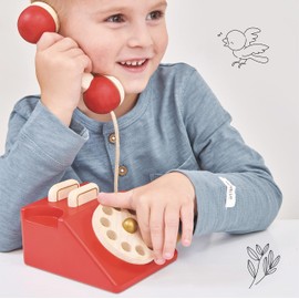 Le Toy Van - Vintage Wooden Toy Phone Role Play Toy | Boys Or Girls Pretend Play Toy Food Playset - For Ages 3+
