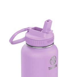 Takeya Actives 32 oz Vacuum Insulated Stainless Steel Water Bottle with Straw Lid, Premium Quality, Lilac