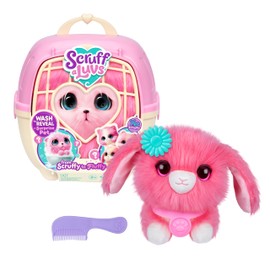 ScruffaLuvs Pet Scruffs Pink - Mystery Plush Toy, 7.5" Tall - Wash to Reveal 1 of 3 Rescue Pets: Puppy, Bunny, or Kitty - Includes 8.7" Deluxe Pet Carrier
