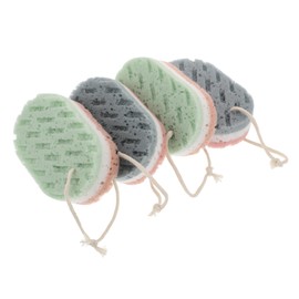 BIUDECO Soft Bath Sponge Set 3 Pack Exfoliating Shower Net Sponge Handles Dead Skin Remover for All Skin Types