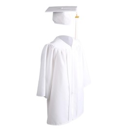 OSBO GradSeason Unisex Matte Kindergarten Graduation Gown Cap Tassel Set 2025 (White, 30"(3'9"-3'11"))