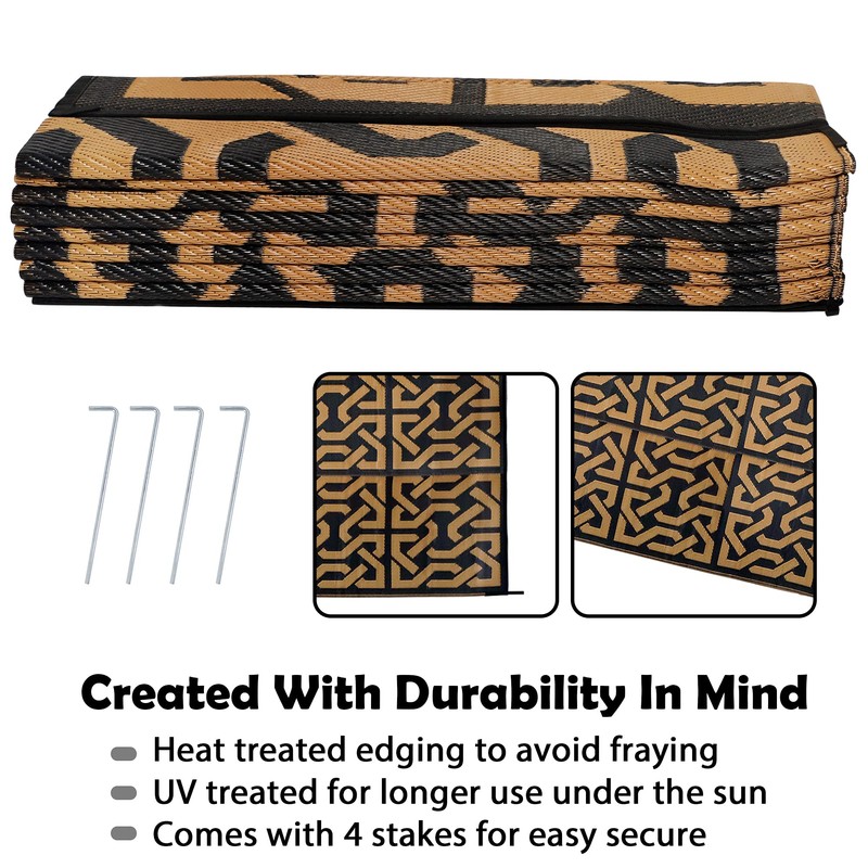 SAND MINE Reversible Mats, Plastic Straw Rug, Modern Area Rug,