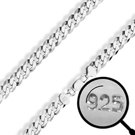 HarlemBling Men's Flat Cuban Chain Solid 925 Sterling Silver - Made In Italy - 18-30" - 4mm 5mm 6mm 7mm 8mm (30, 6mm)