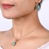 Gempires Green Jade Pear Shaped Teardrop Crystal Necklace, Bezel Pendant