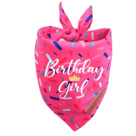 Realeaf Birthday Girl Dog Bandana, Dog Birthday Party Supplies,Premium Durable Fabric, Bandana for Large and Extra Large Dogs (Pink, X-Large)