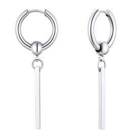 FindChic Women Men Long Bar Chain Design Hanging Stainless Steel Earrings for Christmas Birthday Valentine's Day, Stainless Steel, No Gemstone