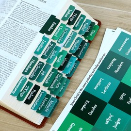 90 Pieces Laminated Large Print Bible Stickers, Green Bible Tabs for Men Boys, Waterproof Bookmarks Index Study Supplies Guide Kit, Baptism Christian Gifts for Women Girls Beginner Easy to Read