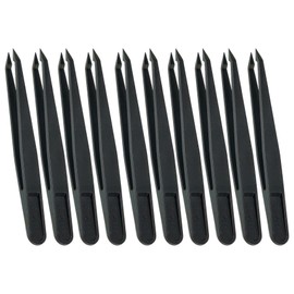 10 Pcs Plastic Anti Static Carbon Fiber Tweezers Set, 4.5 Inch Precision Slant Pointed Tip Industrial Tweezers Suitable for Crafts Electronics, DIY, Repair Tool, Black